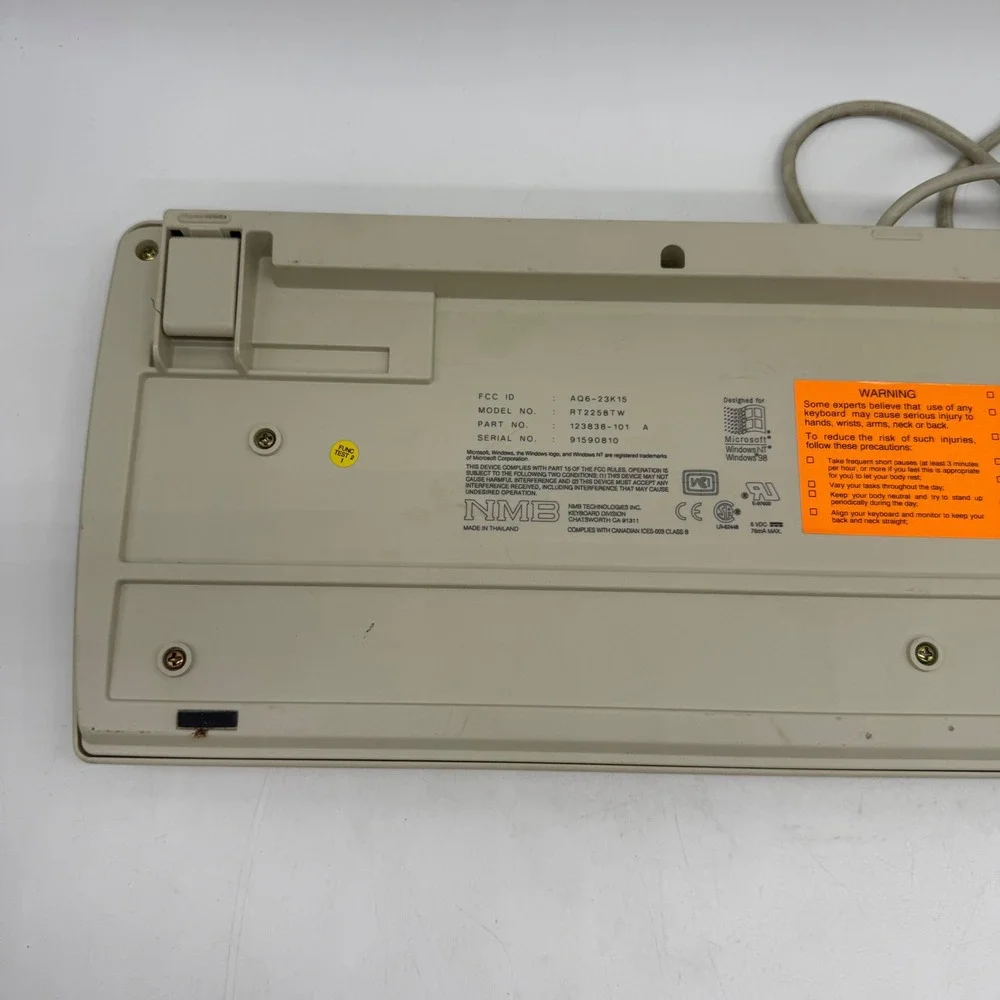 NMB Keyboard RT2258TW Vintage Beige 5-Pin DIN Mechanical Feel Windows 98